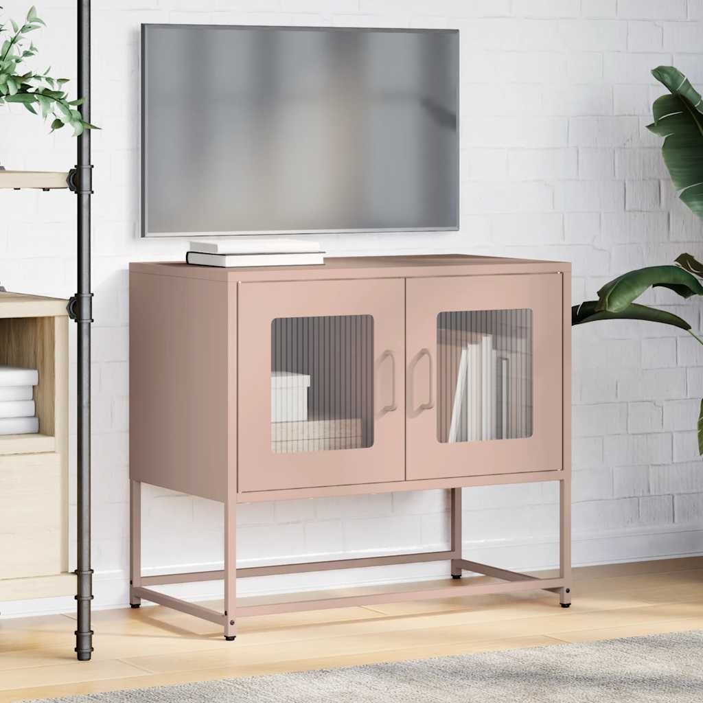 VidaXL Tv-meubel 68x39x60,5 cm koudgewalst staal roze