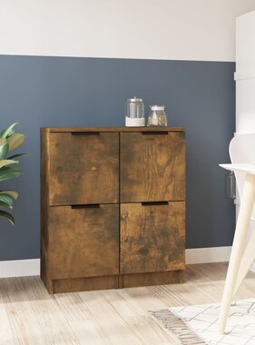 VidaXL Dressoirs 2 st 30x30x70 cm bewerkt hout gerookt eikenkleurig