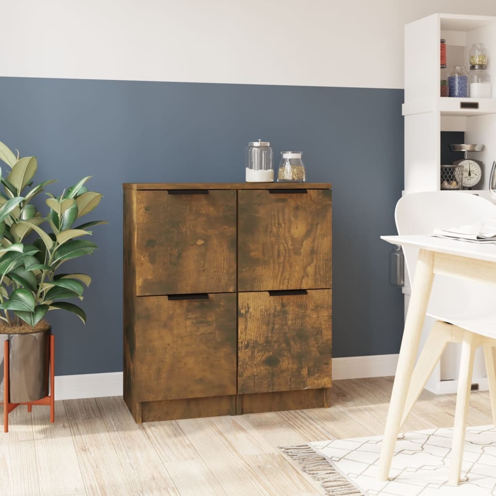 VidaXL Dressoirs 2 st 30x30x70 cm bewerkt hout gerookt eikenkleurig