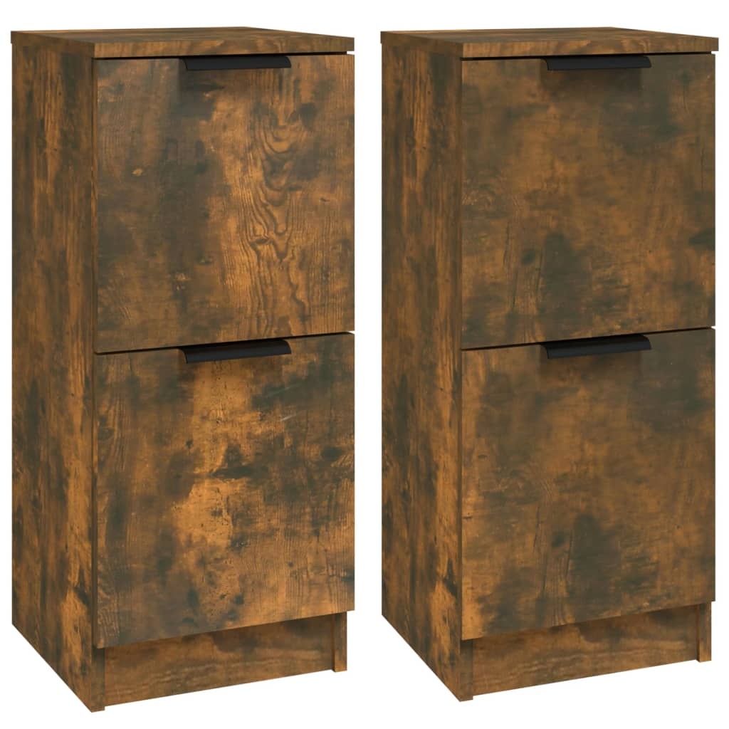 VidaXL Dressoirs 2 st 30x30x70 cm bewerkt hout gerookt eikenkleurig