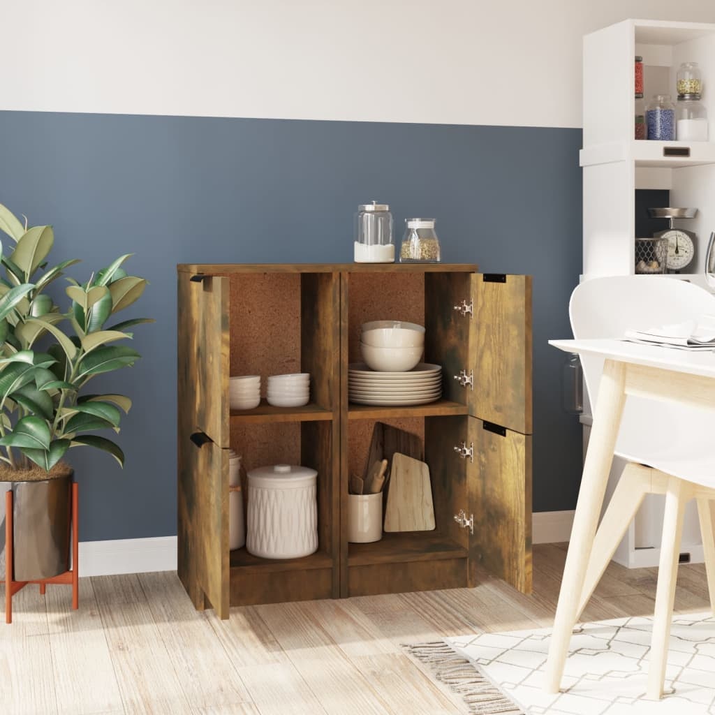 VidaXL Dressoirs 2 st 30x30x70 cm bewerkt hout gerookt eikenkleurig