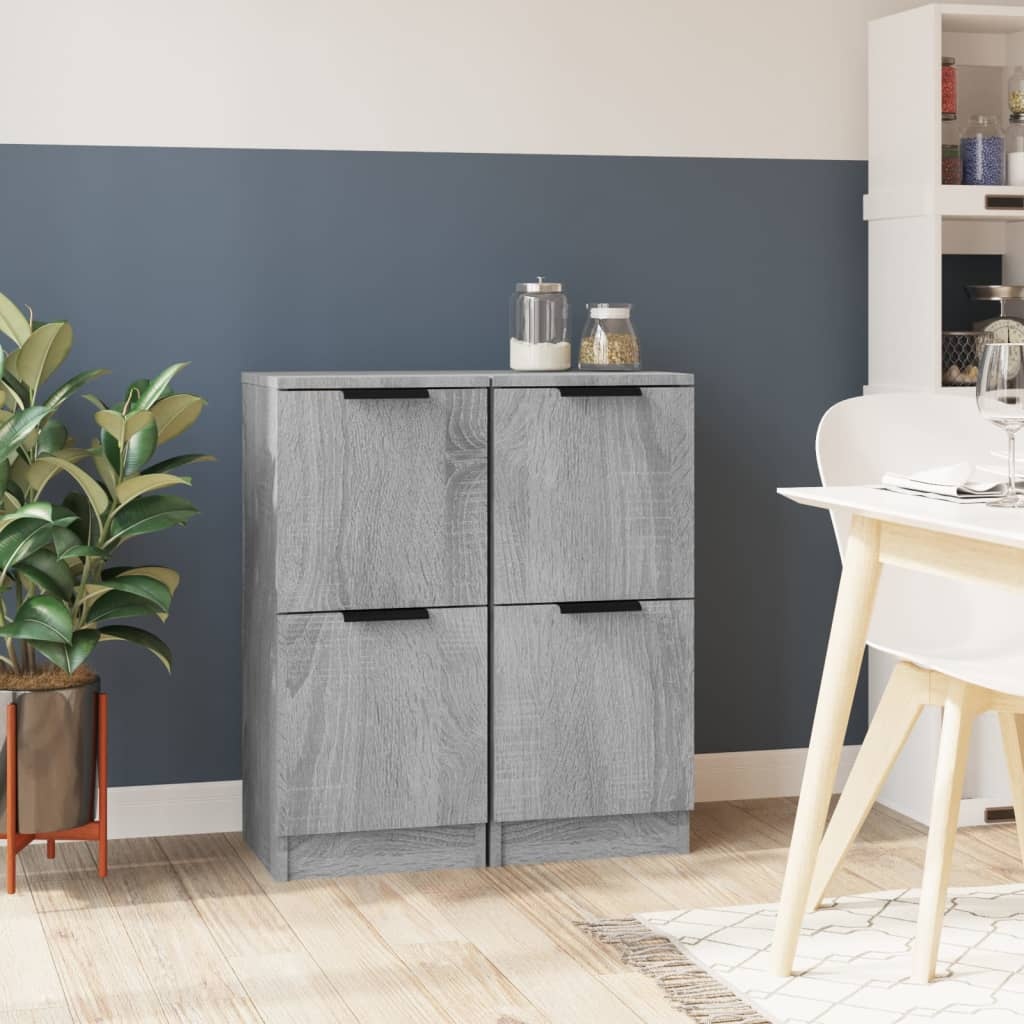 VidaXL Dressoirs 2 st 30x30x70 cm bewerkt hout grijs sonoma eikenkleur