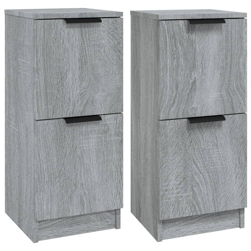 VidaXL Dressoirs 2 st 30x30x70 cm bewerkt hout grijs sonoma eikenkleur