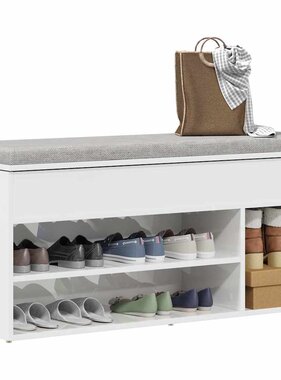 VidaXL Schoenenrek 102x30,5x45 cm bewerkt hout hoogglans wit