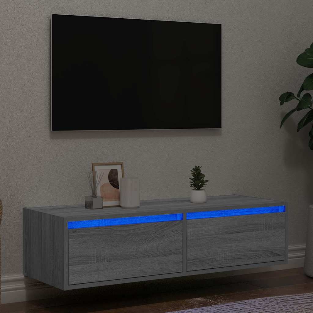 VidaXL Tv-meubel met LED-verlichting 100X35,5x25 cm grijs sonoma eiken