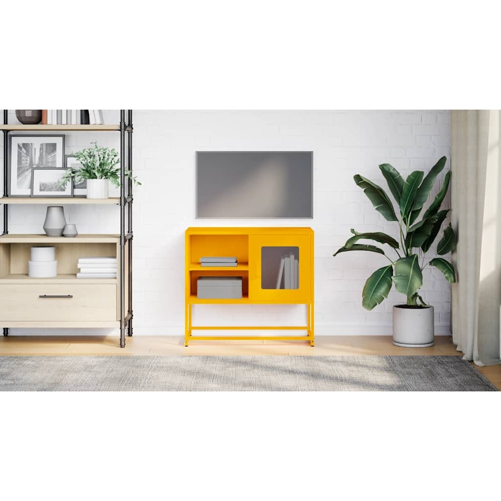 VidaXL Tv-meubel 68x39x60,5 cm staal mosterdgeel