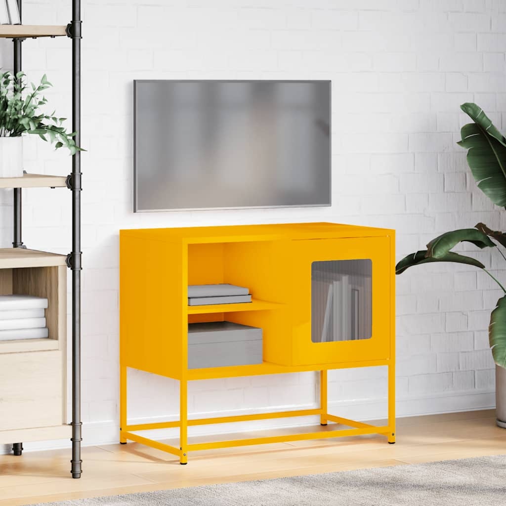 VidaXL Tv-meubel 68x39x60,5 cm staal mosterdgeel