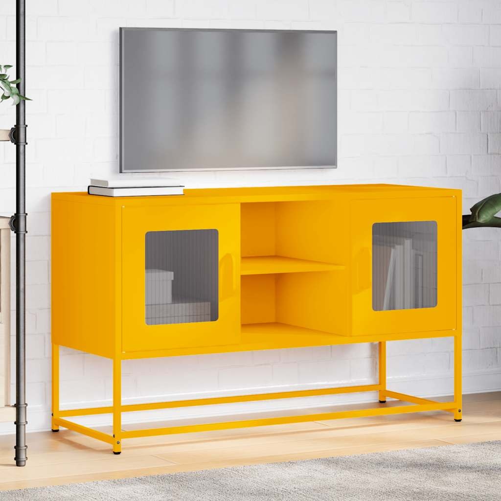 VidaXL Tv-meubel 100,5x39x60,5 cm staal mosterdgeel