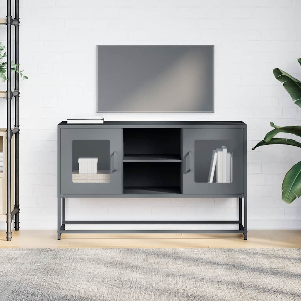 VidaXL Tv-meubel 100,5x39x60,5 cm staal antracietkleurig
