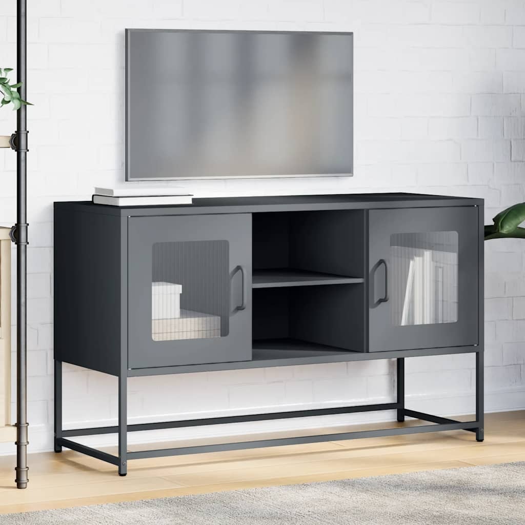 VidaXL Tv-meubel 100,5x39x60,5 cm staal antracietkleurig