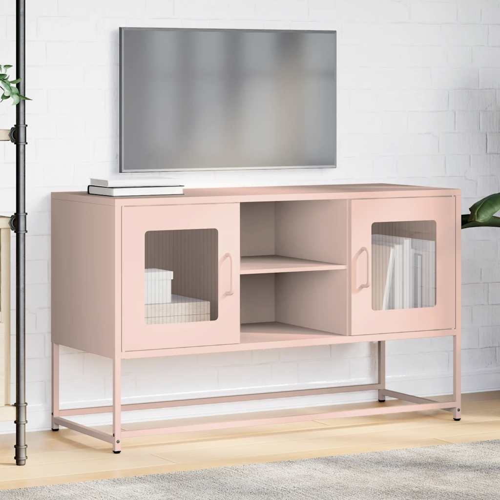 VidaXL Tv-meubel 100,5x39x60,5 cm staal roze