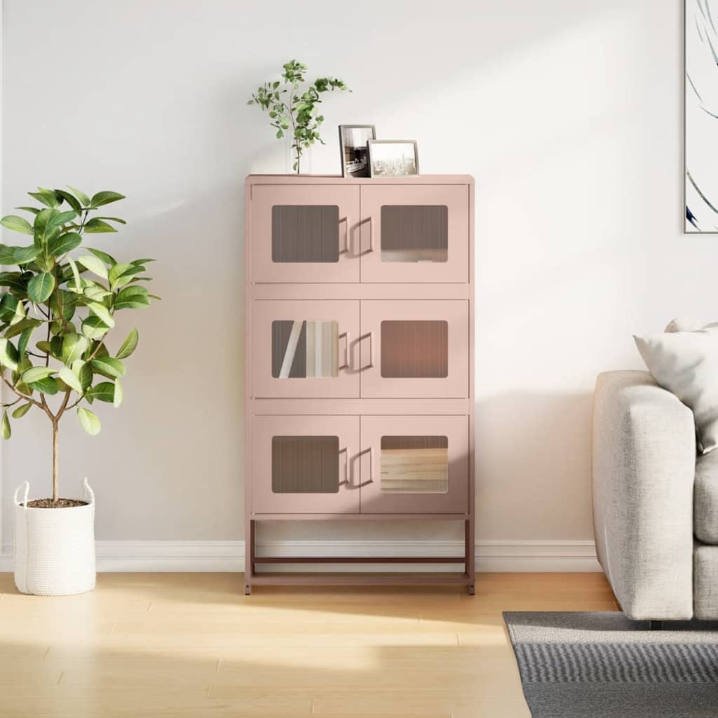 VidaXL Hoge kast 68x39x123 cm staal roze