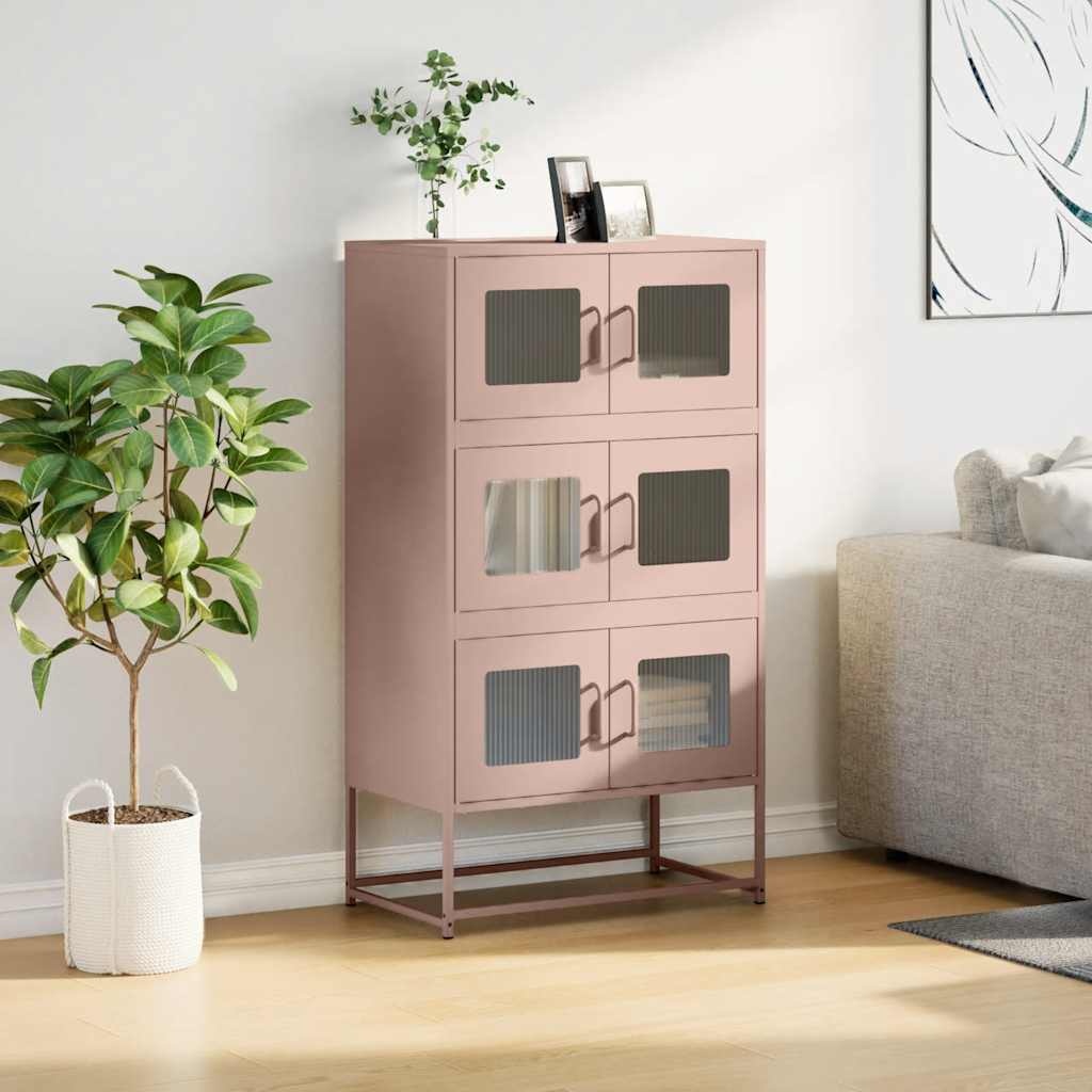 VidaXL Hoge kast 68x39x123 cm staal roze