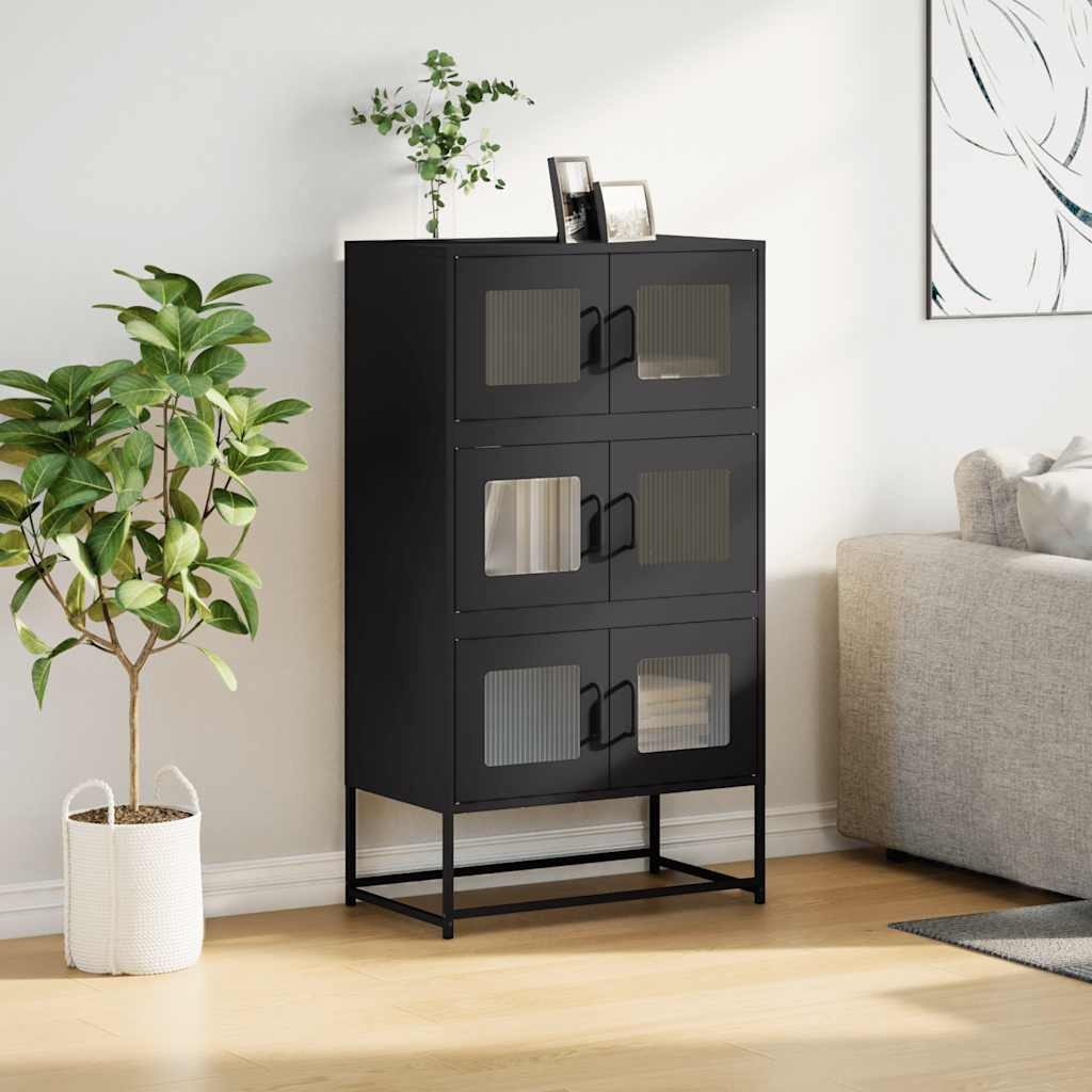 VidaXL Hoge kast 68x39x123 cm staal zwart