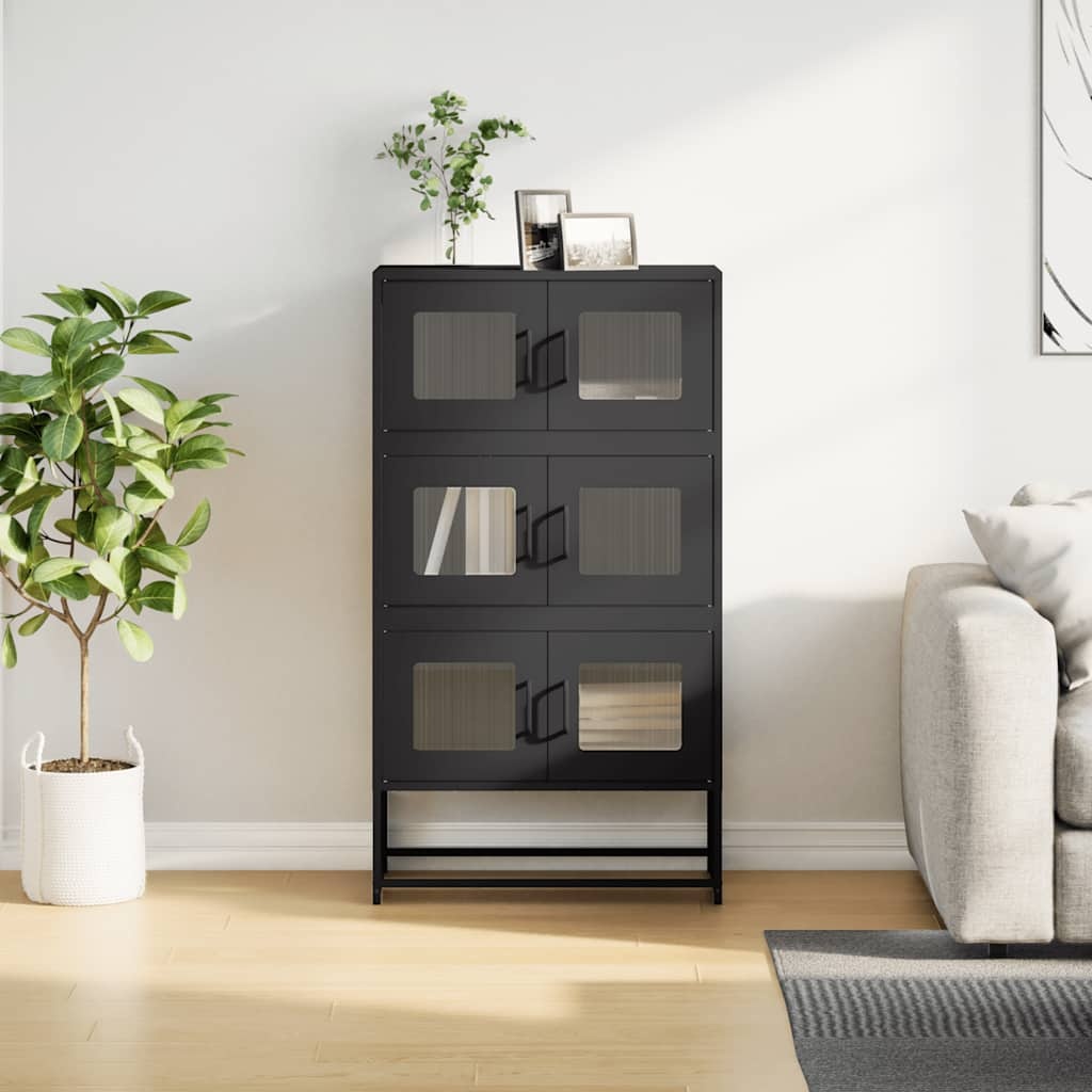 VidaXL Hoge kast 68x39x123 cm staal zwart