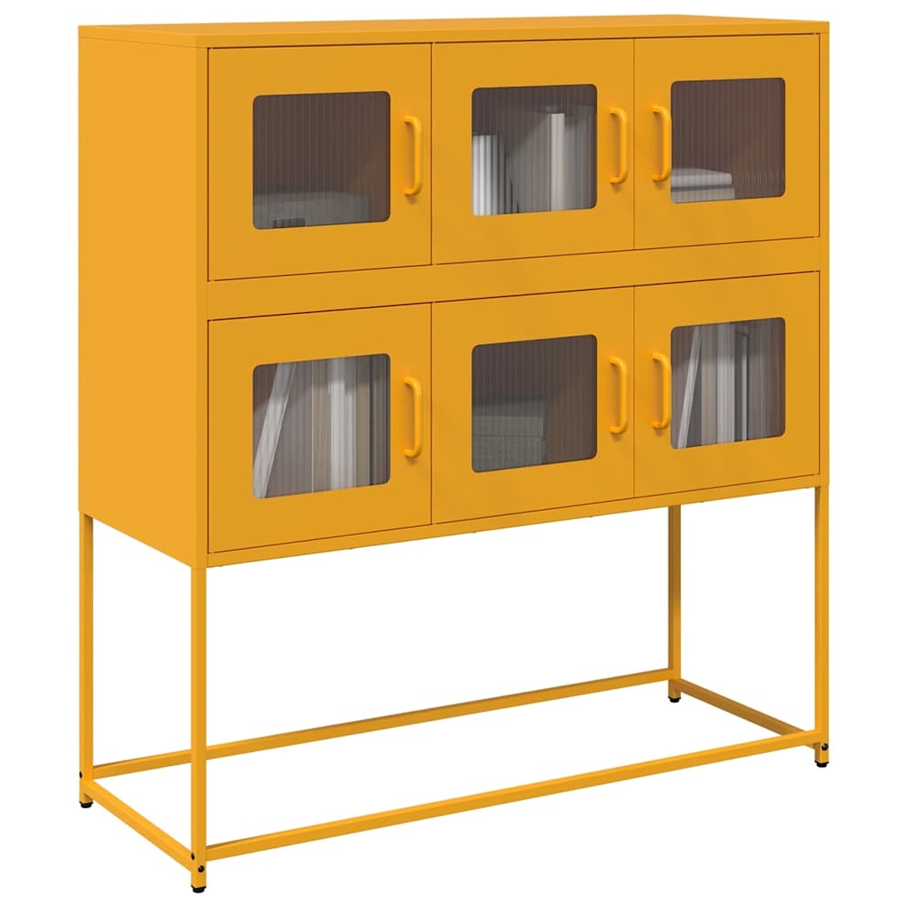 VidaXL Dressoir 100,5x39x107 cm koudgewalst staal mosterdgeel