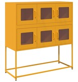 VidaXL Dressoir 100,5x39x107 cm koudgewalst staal mosterdgeel
