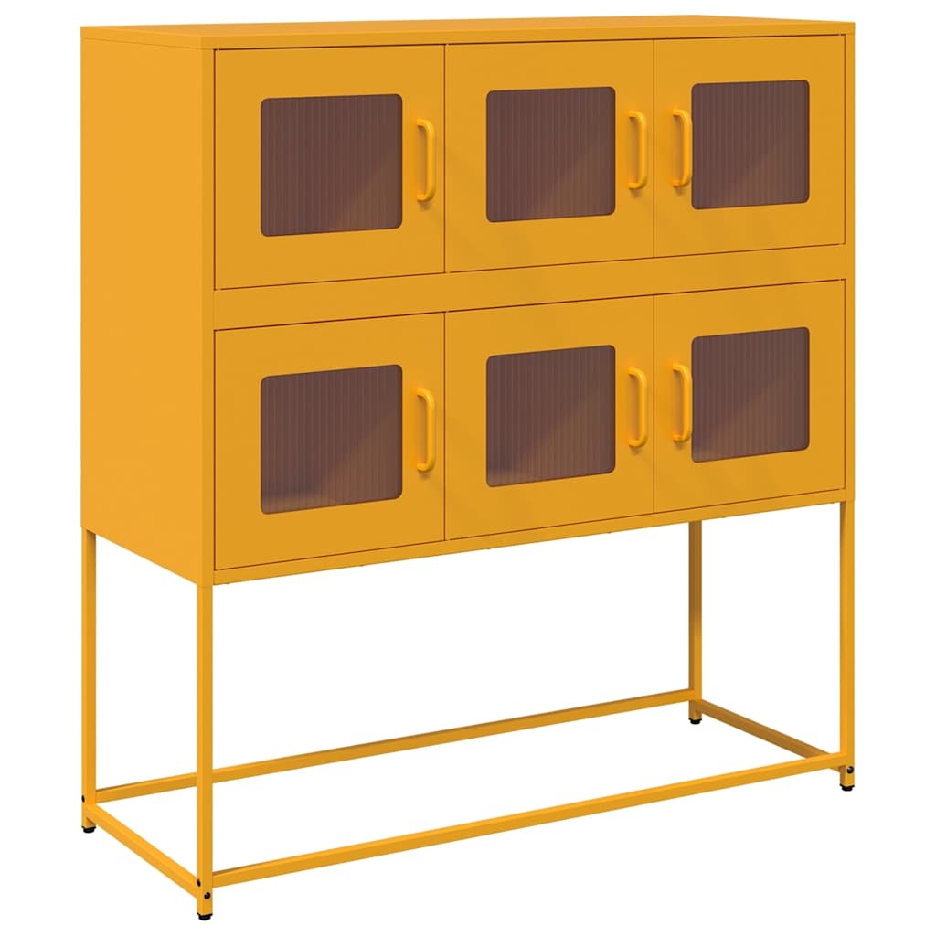 VidaXL Dressoir 100,5x39x107 cm koudgewalst staal mosterdgeel