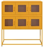 VidaXL Dressoir 100,5x39x107 cm koudgewalst staal mosterdgeel