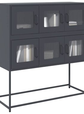 VidaXL Dressoir 100,5x39x107 cm koudgewalst staal antracietkleurig