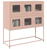 VidaXL Dressoir 100,5x39x107 cm koudgewalst staal roze