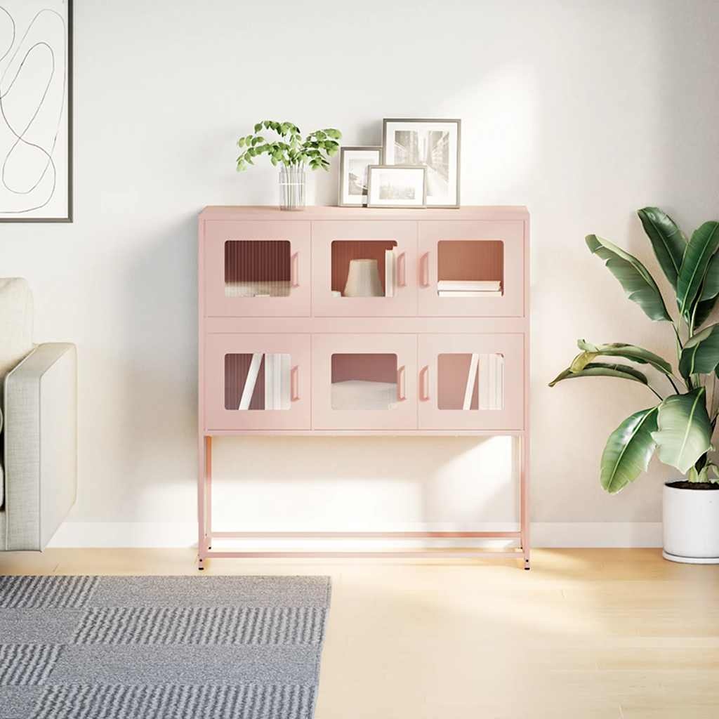 VidaXL Dressoir 100,5x39x107 cm koudgewalst staal roze
