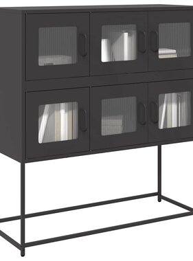 VidaXL Dressoir 100,5x39x107 cm koudgewalst staal zwart