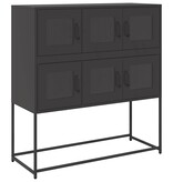 VidaXL Dressoir 100,5x39x107 cm koudgewalst staal zwart