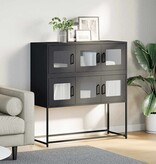 VidaXL Dressoir 100,5x39x107 cm koudgewalst staal zwart