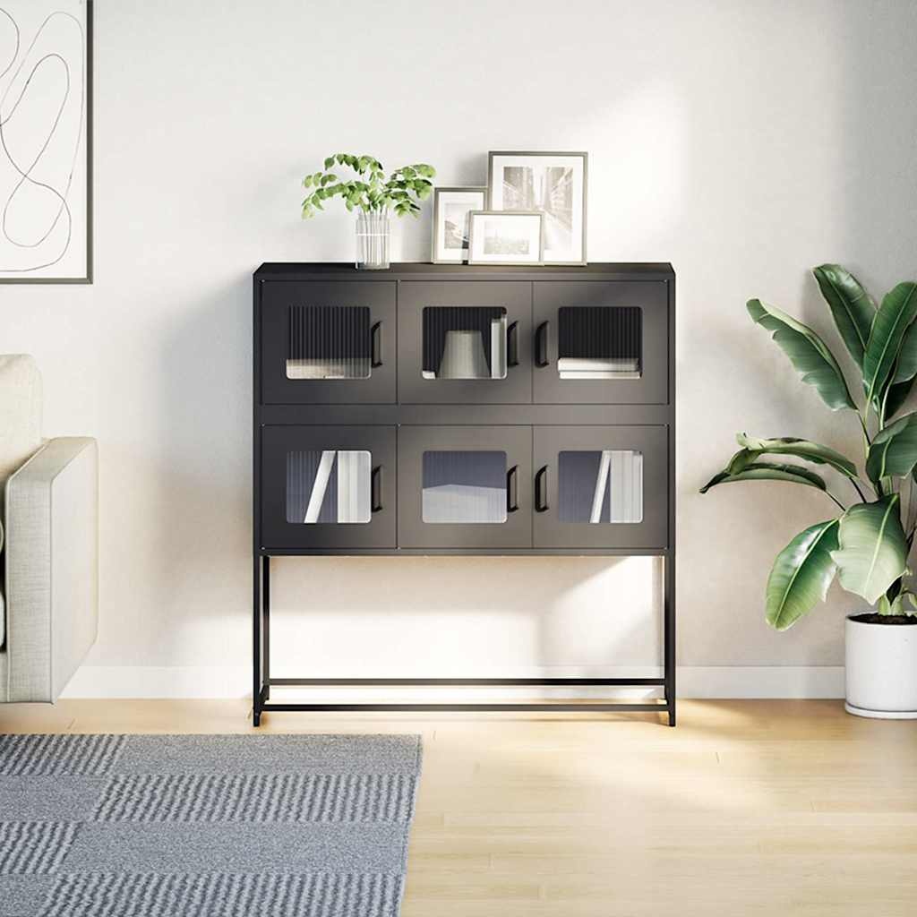 VidaXL Dressoir 100,5x39x107 cm koudgewalst staal zwart