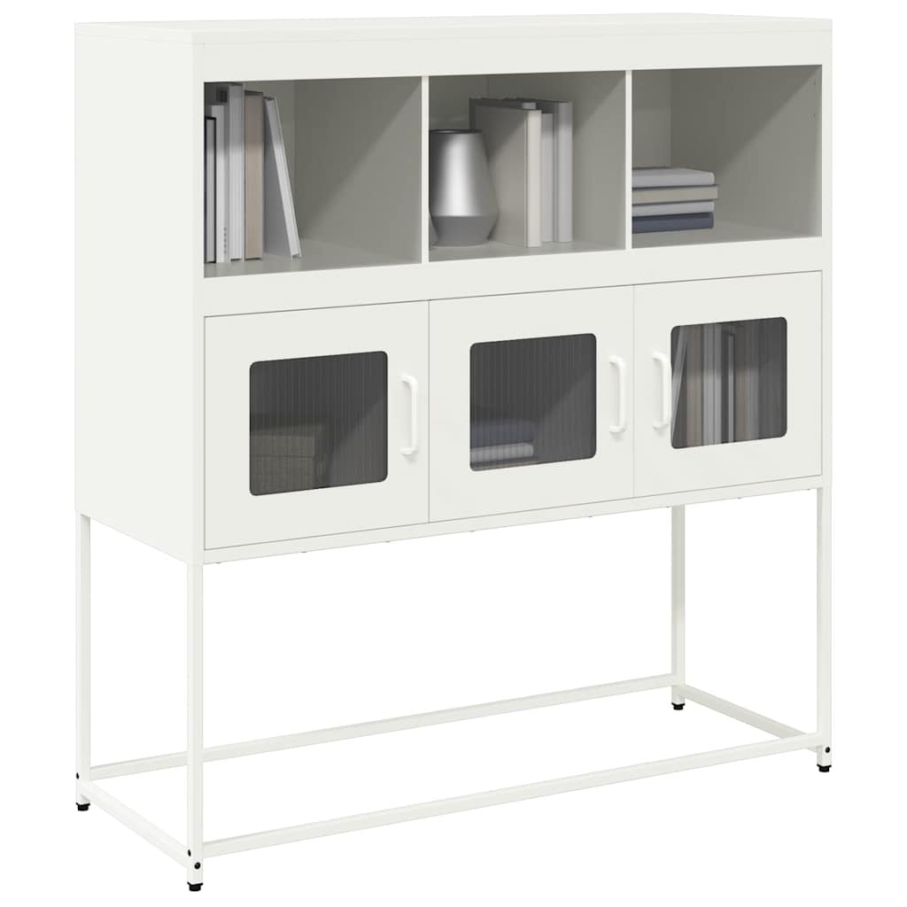 VidaXL Dressoir 100,5x39x107 cm koudgewalst staal wit