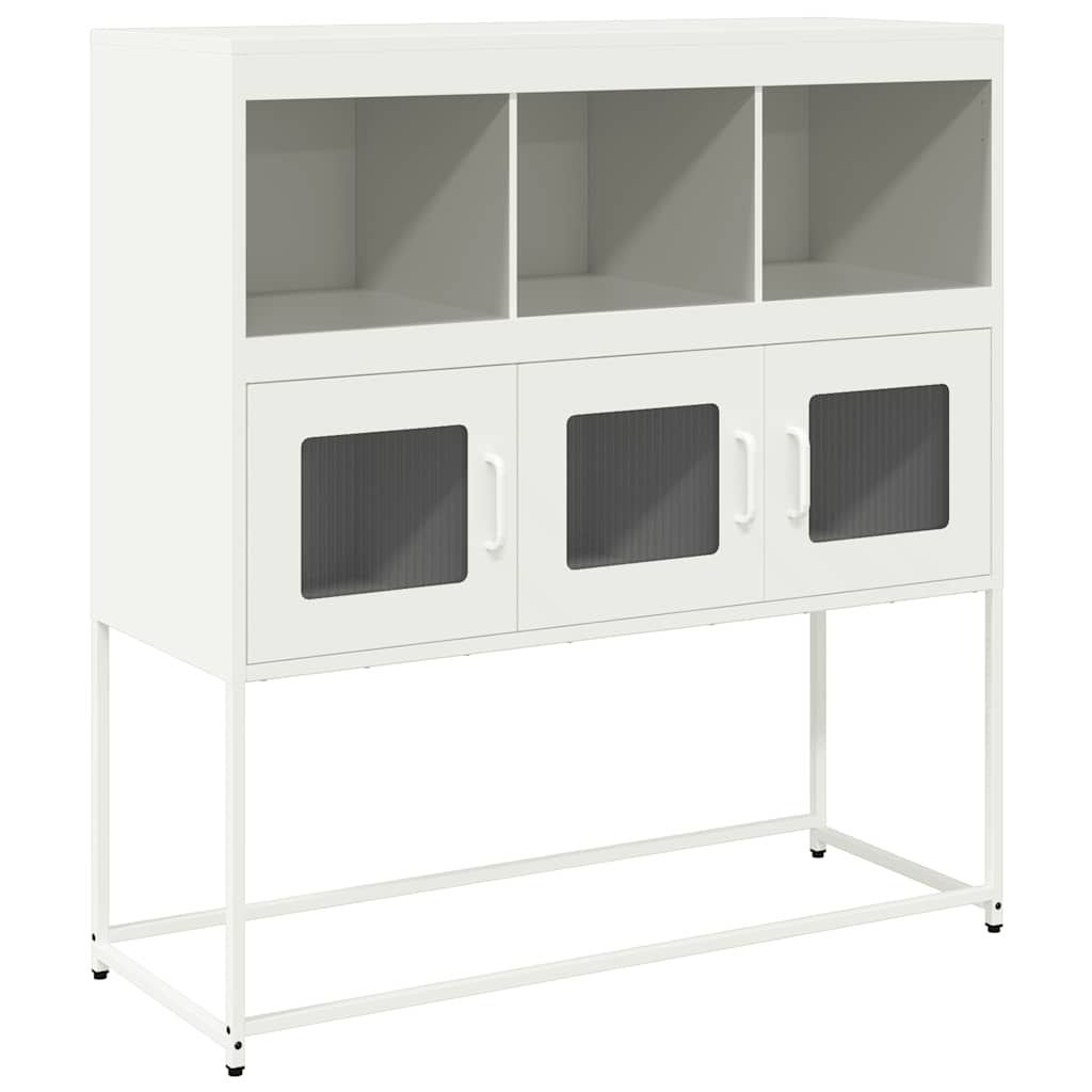 VidaXL Dressoir 100,5x39x107 cm koudgewalst staal wit