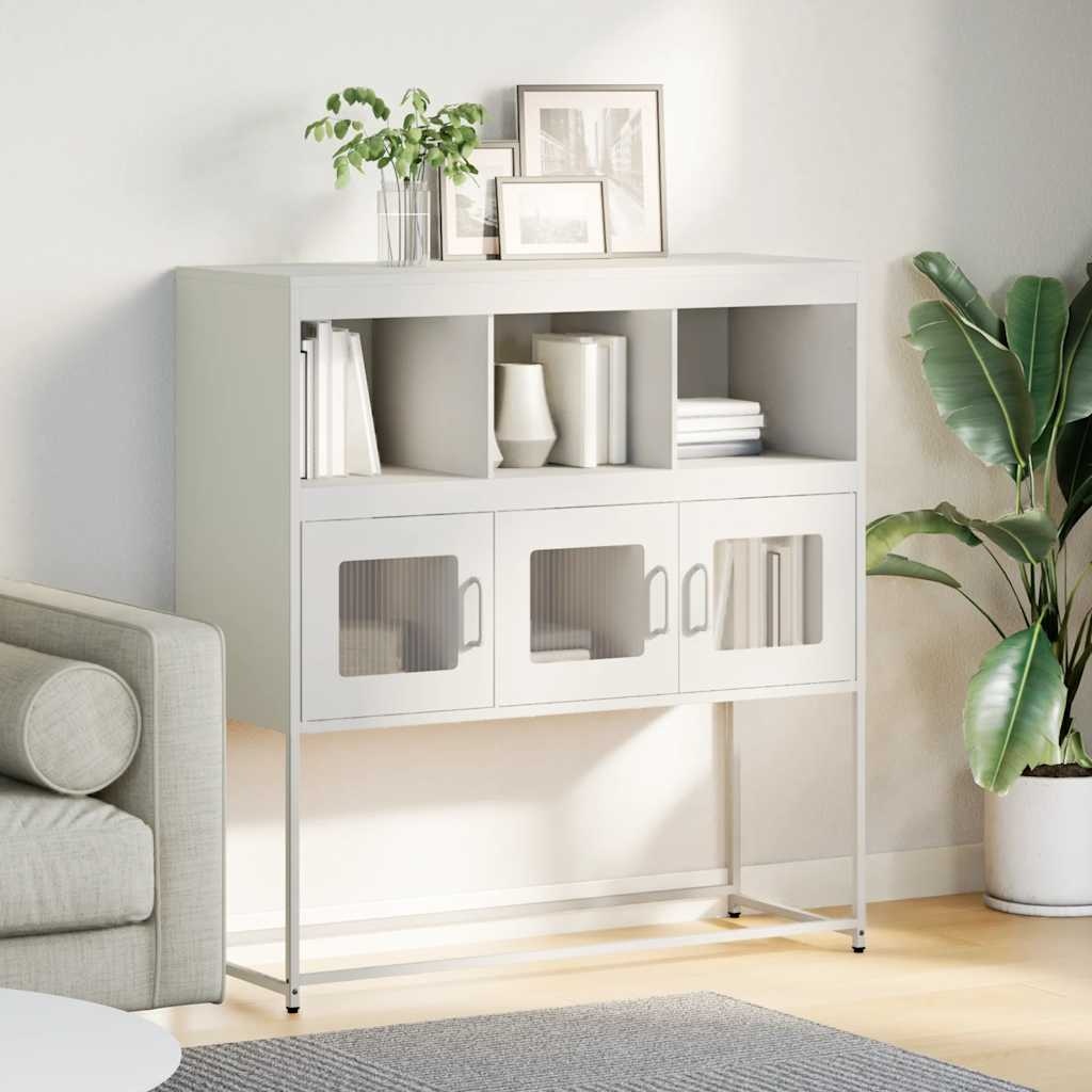 VidaXL Dressoir 100,5x39x107 cm koudgewalst staal wit