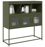 VidaXL Dressoir 100,5x39x107 cm koudgewalst staal olijfgroen