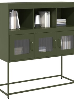 VidaXL Dressoir 100,5x39x107 cm koudgewalst staal olijfgroen