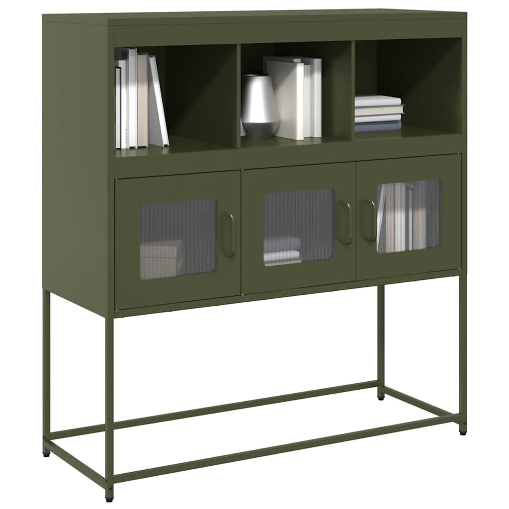 VidaXL Dressoir 100,5x39x107 cm koudgewalst staal olijfgroen
