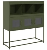 VidaXL Dressoir 100,5x39x107 cm koudgewalst staal olijfgroen