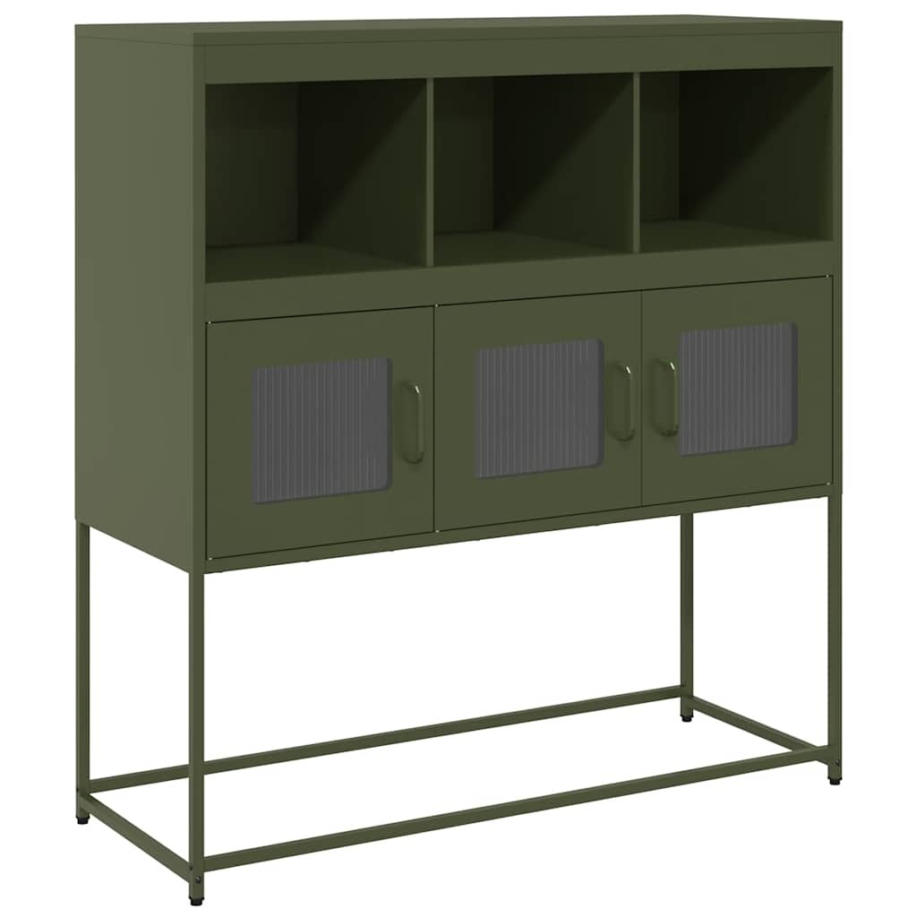 VidaXL Dressoir 100,5x39x107 cm koudgewalst staal olijfgroen