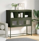 VidaXL Dressoir 100,5x39x107 cm koudgewalst staal olijfgroen