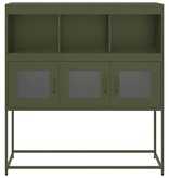 VidaXL Dressoir 100,5x39x107 cm koudgewalst staal olijfgroen