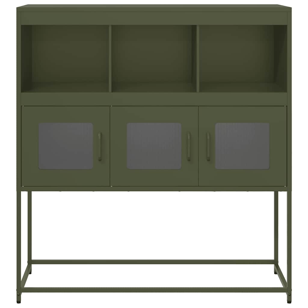 VidaXL Dressoir 100,5x39x107 cm koudgewalst staal olijfgroen