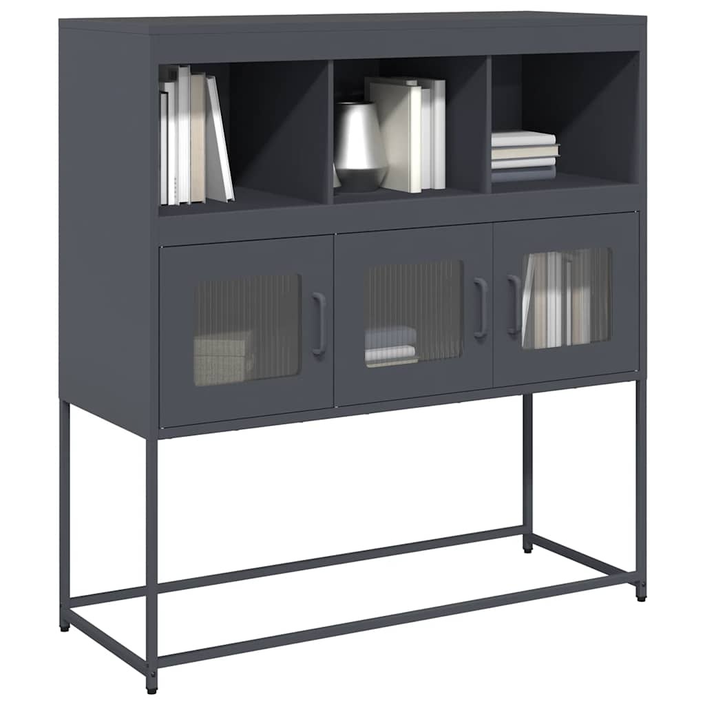 VidaXL Dressoir 100,5x39x107 cm koudgewalst staal antracietkleurig