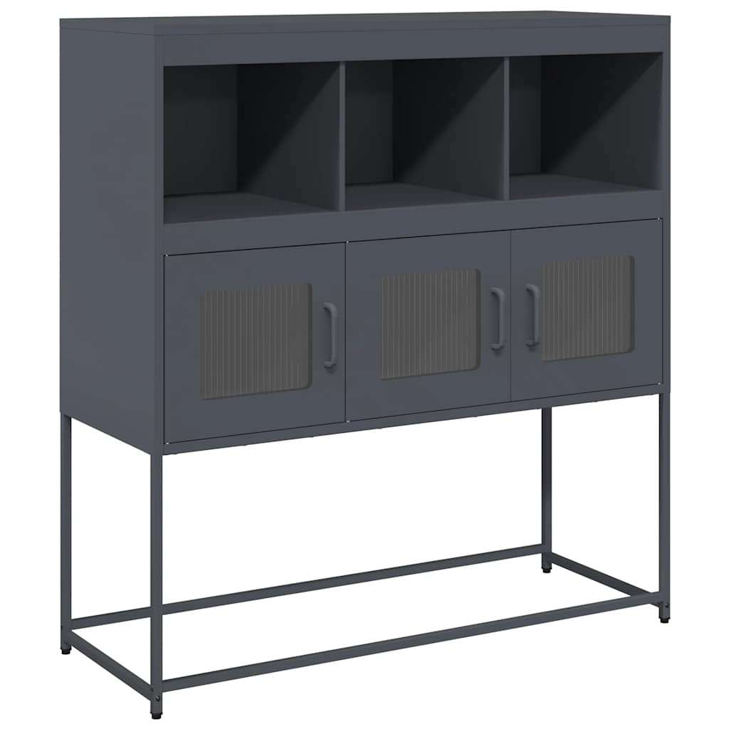 VidaXL Dressoir 100,5x39x107 cm koudgewalst staal antracietkleurig