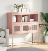 VidaXL Dressoir 100,5x39x107 cm koudgewalst staal roze