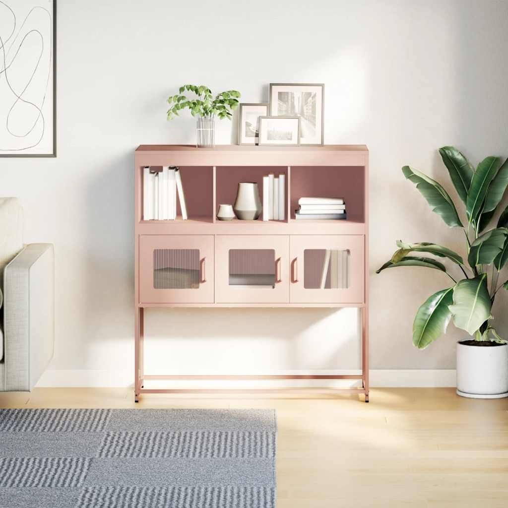VidaXL Dressoir 100,5x39x107 cm koudgewalst staal roze