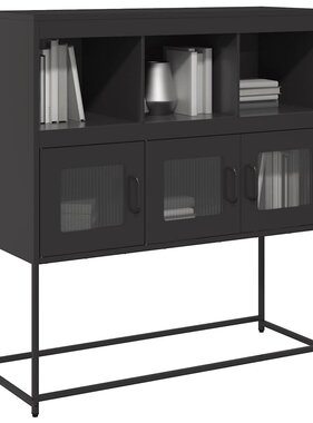 VidaXL Dressoir 100,5x39x107 cm koudgewalst staal zwart