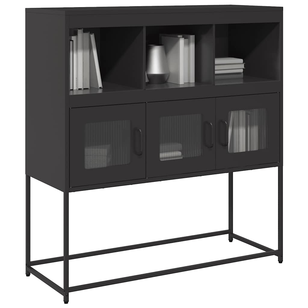 VidaXL Dressoir 100,5x39x107 cm koudgewalst staal zwart