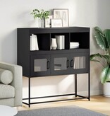 VidaXL Dressoir 100,5x39x107 cm koudgewalst staal zwart