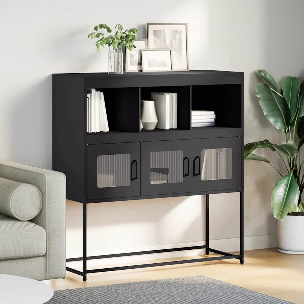 VidaXL Dressoir 100,5x39x107 cm koudgewalst staal zwart