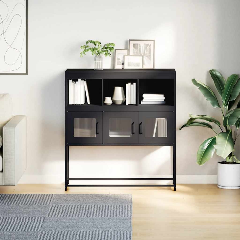 VidaXL Dressoir 100,5x39x107 cm koudgewalst staal zwart